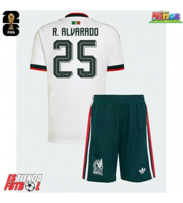 México Roberto Alvarado #25 Segunda Equipación Niños Mundial 2026 Manga Corta (+ Pantalones cortos)